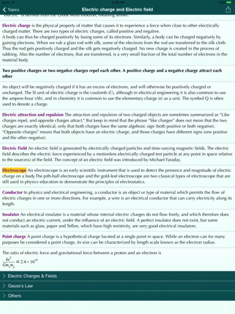 Tangkapan layar Physics Notes 2 iPad 