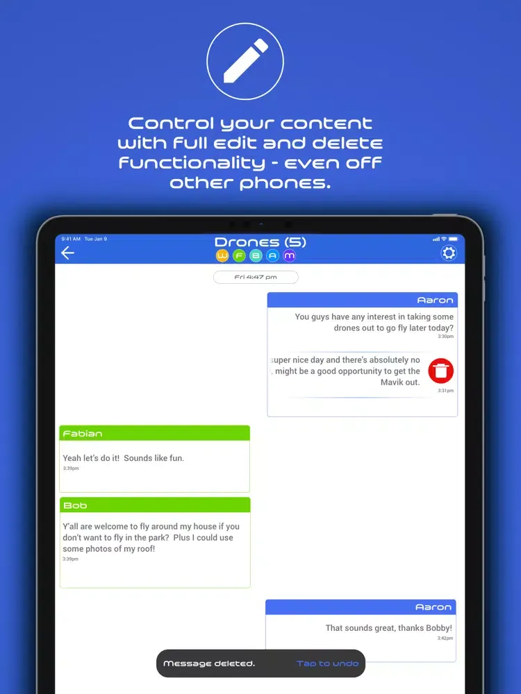 SOCIETY Secure Messenger iPad  Screenshots