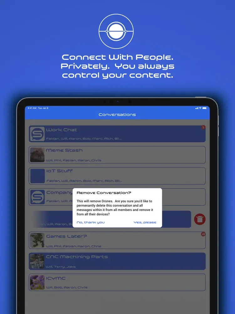 SOCIETY Secure Messenger iPad  Screenshots