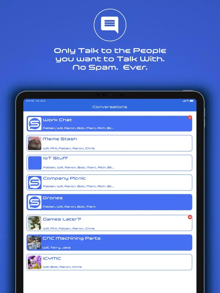 SOCIETY Secure Messenger iPad  Screenshots