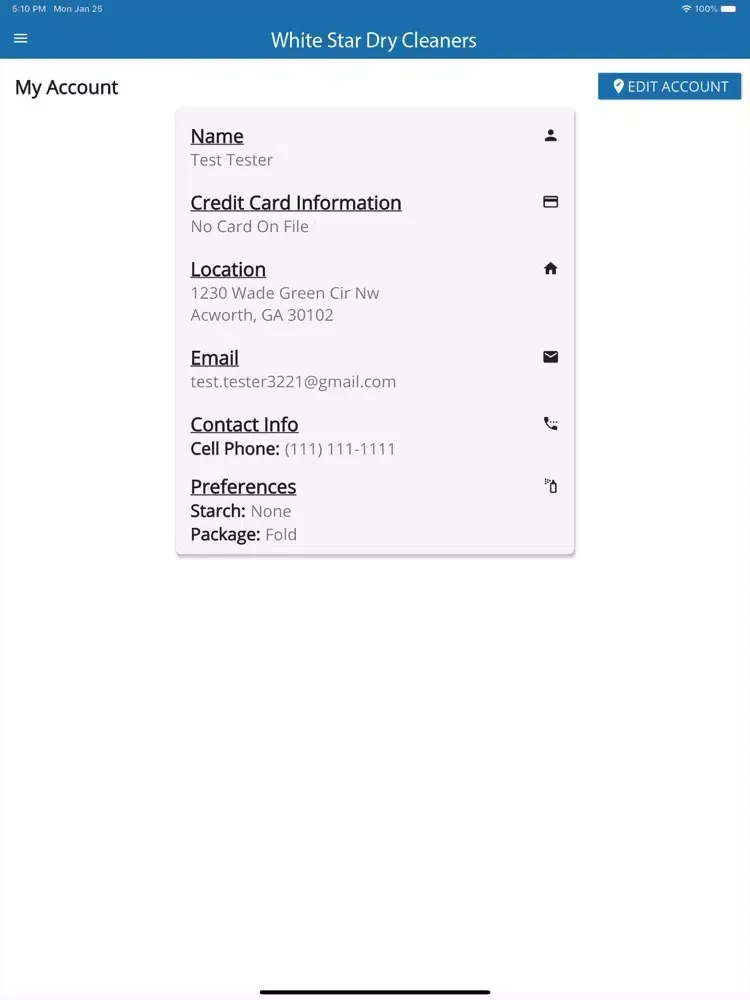 Tangkapan layar White Star Dry Cleaners iPad 