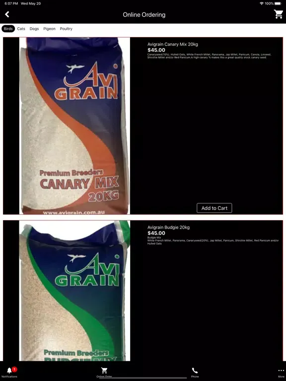 Tangkapan skrin The Petfood Warehouse iPad 