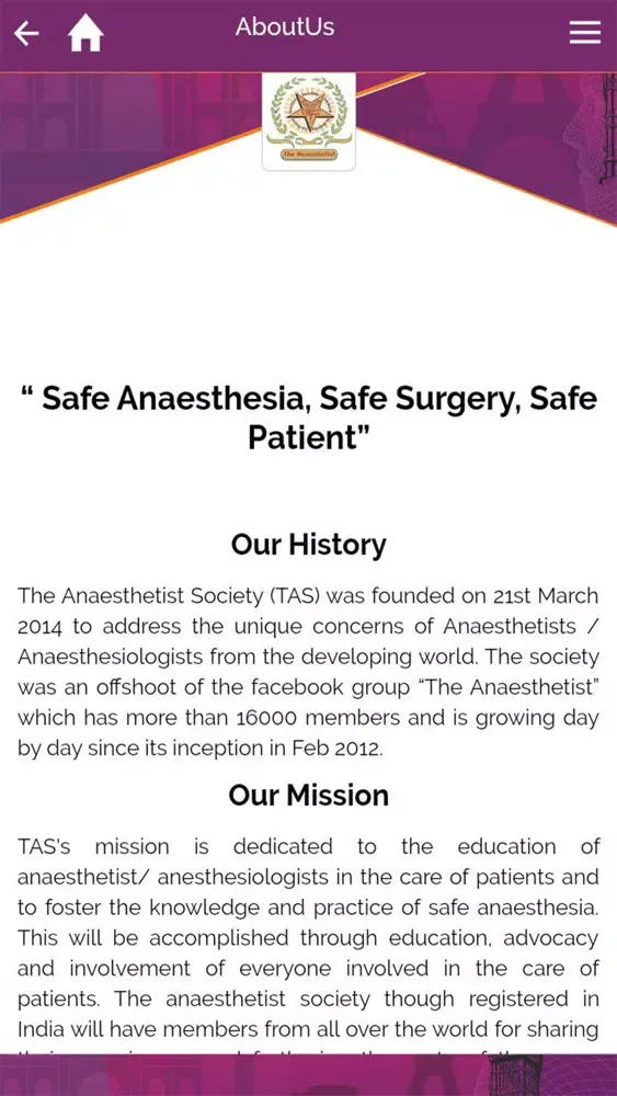 The Anaesthetist Society(TAS) 스크린샷