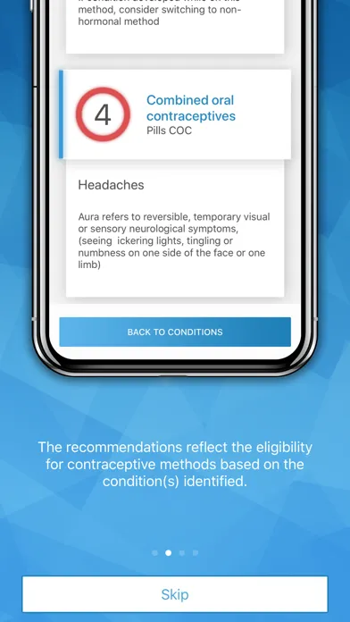 Contraception Eligibility tool 스크린샷