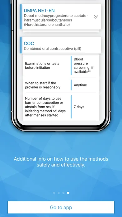 Contraception Eligibility tool 스크린샷