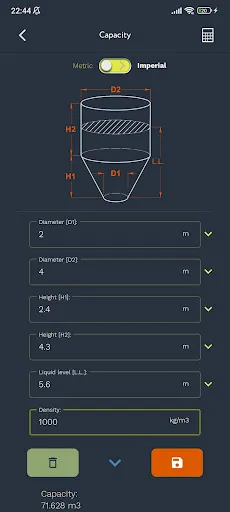 Tangkapan skrin Tank volume