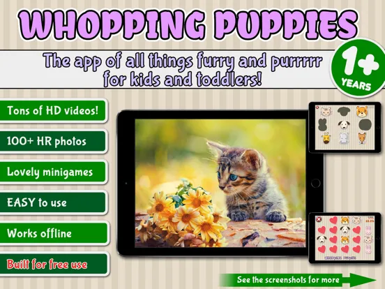 Capturas de pantalla de Puppies, Whopping Puppies - furry fun for kids! iPad 