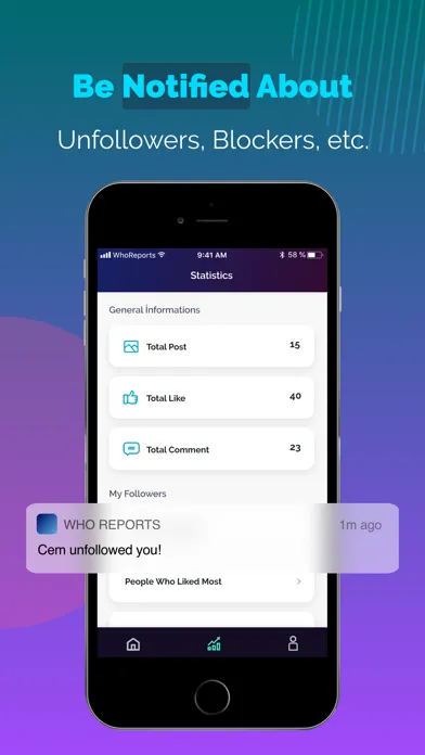 Who Reports: Followers Tracker Screenshots