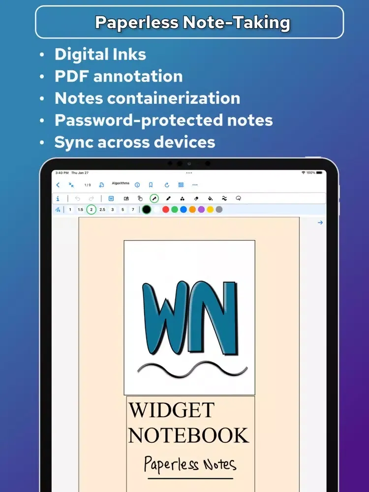 Capturas de tela do Widget Notebook - Digital Ink iPad 