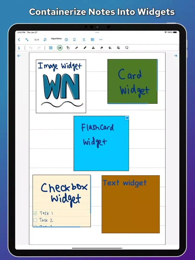 Capturas de tela do Widget Notebook - Digital Ink iPad 