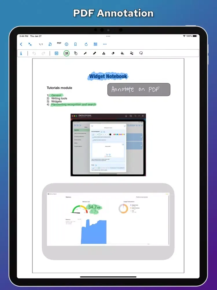 Capturas de tela do Widget Notebook - Digital Ink iPad 