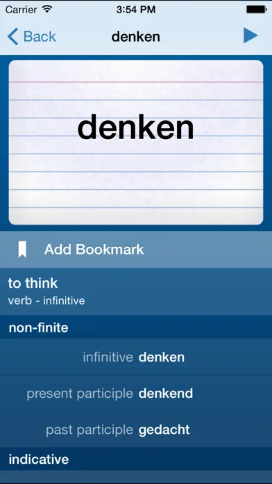 German Verbs Trainer Ekran Görüntüleri