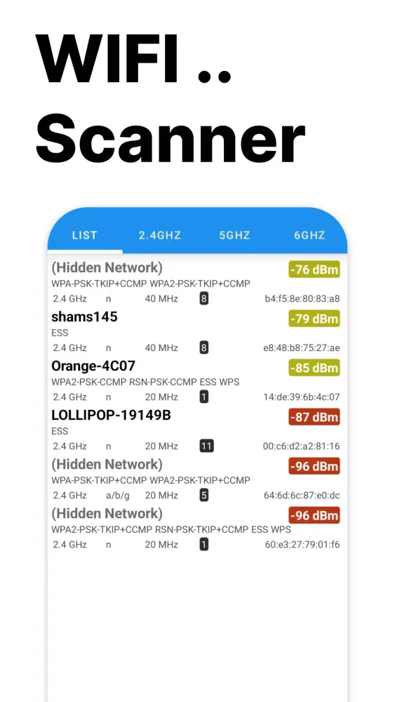 Tangkapan skrin WIFI Master Tools -Scanner
