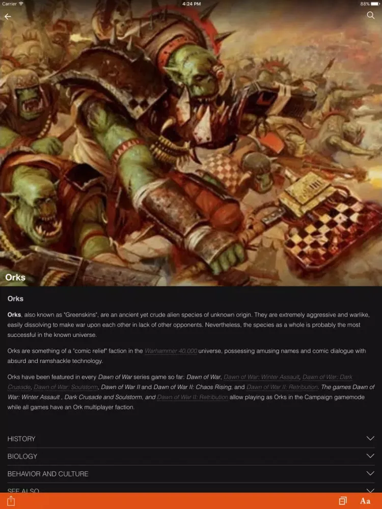 Ảnh chụp màn hình của FANDOM for: Dawn of War iPad 