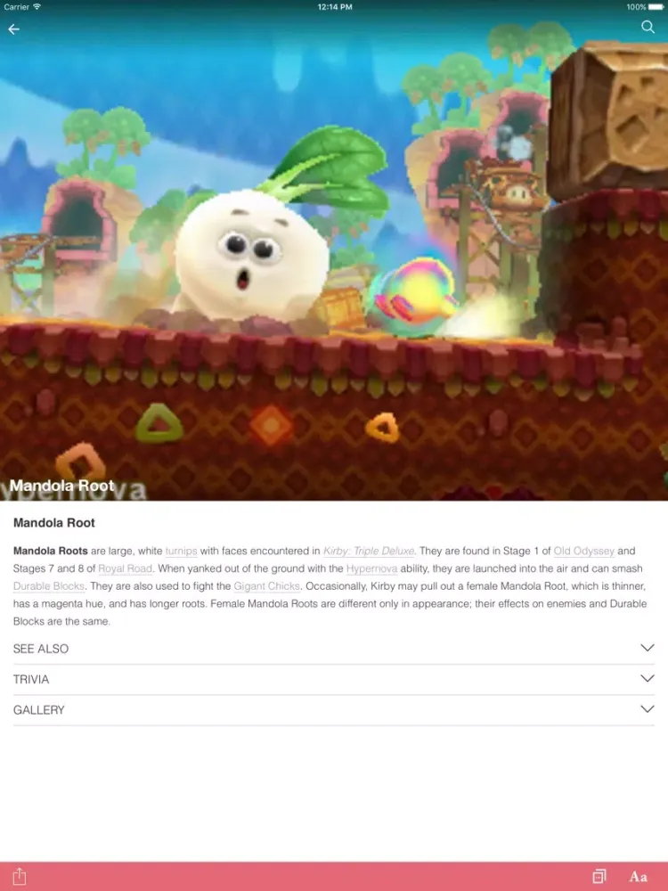 Ảnh chụp màn hình của FANDOM for: Kirby iPad 