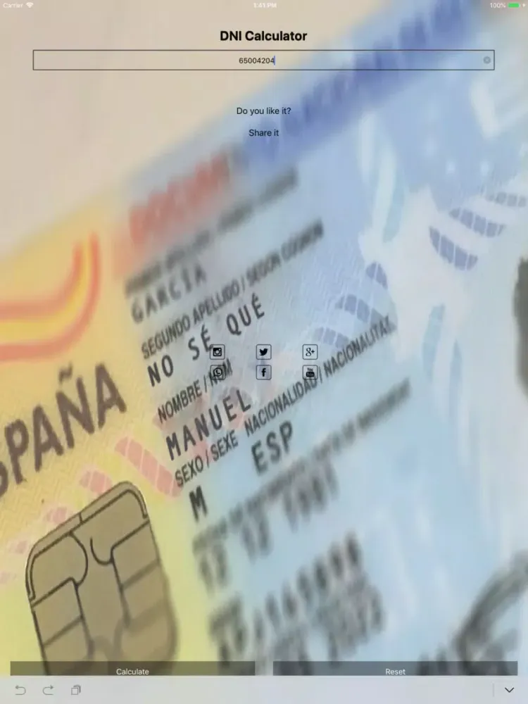 Screenshot di Validate DNI iPad