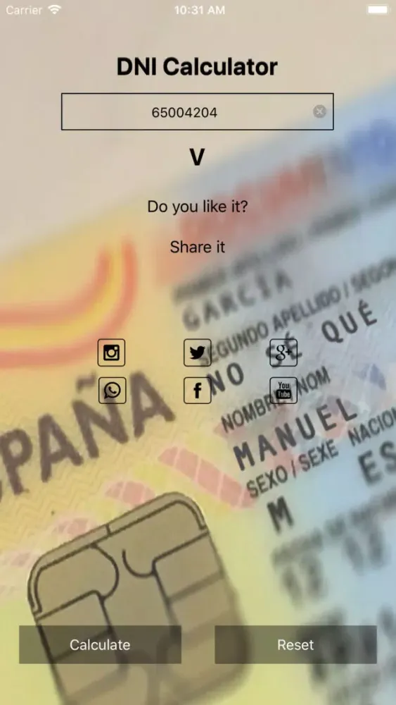 Screenshot di Validate DNI
