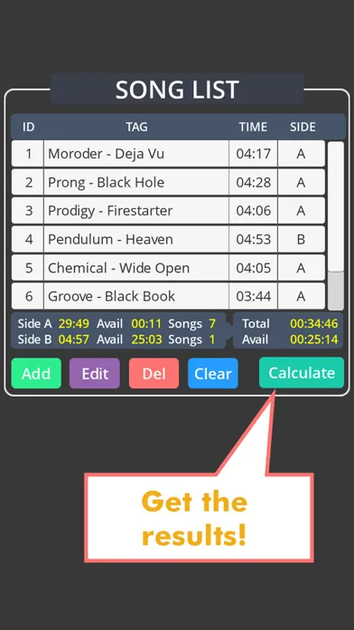 Captures d'écran de MixTape Calculator