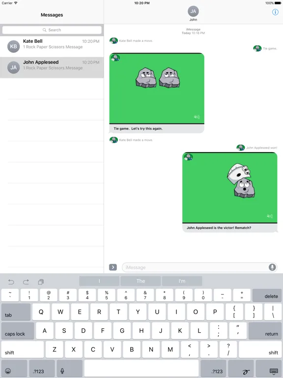 Capturas de pantalla de Rock Paper Scissors iMessages iPad 