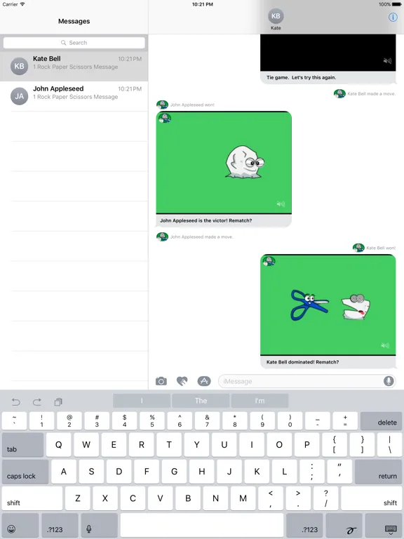 Capturas de pantalla de Rock Paper Scissors iMessages iPad 
