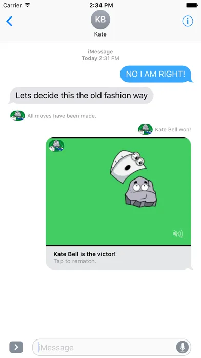 Capturas de pantalla de Rock Paper Scissors iMessages