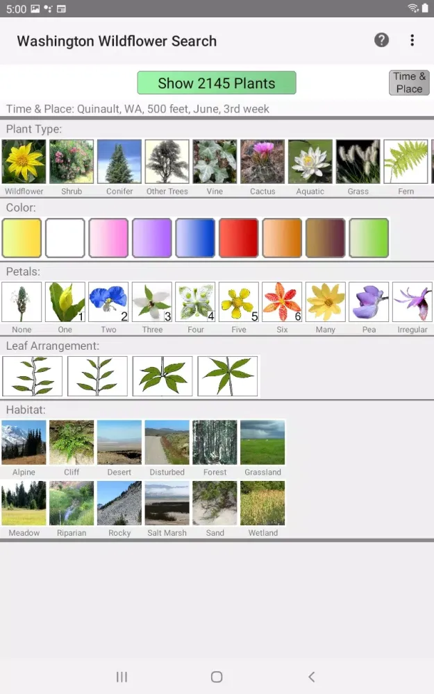 Capturas de pantalla de Washington Wildflower Search