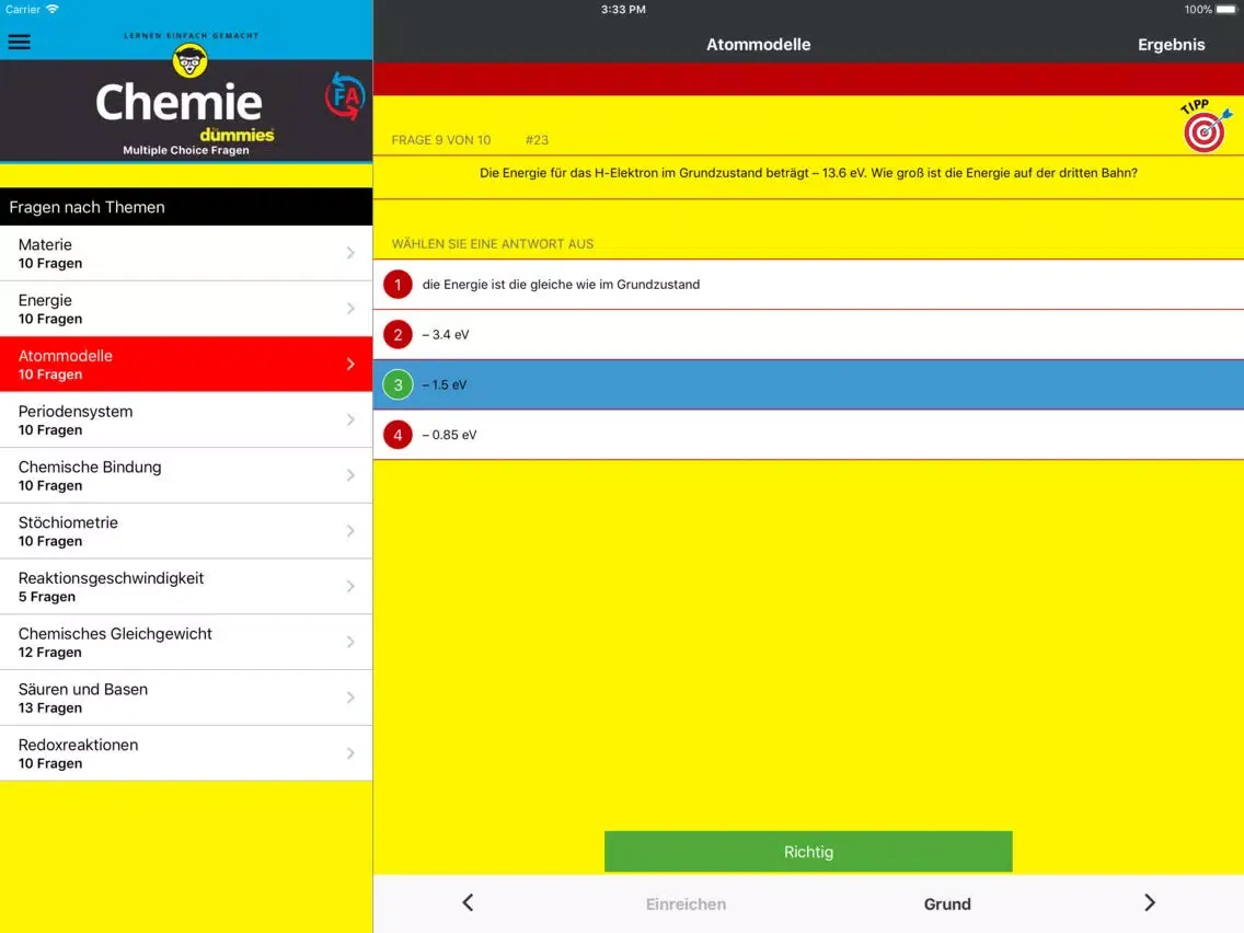 Capturas de pantalla de Chemie-Trainer für Dummies iPad 
