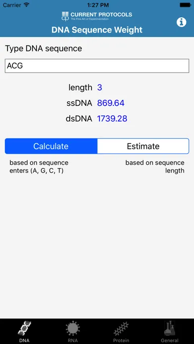 DNA/RNA/Protein and General Mol. Weight Calculator应用截图