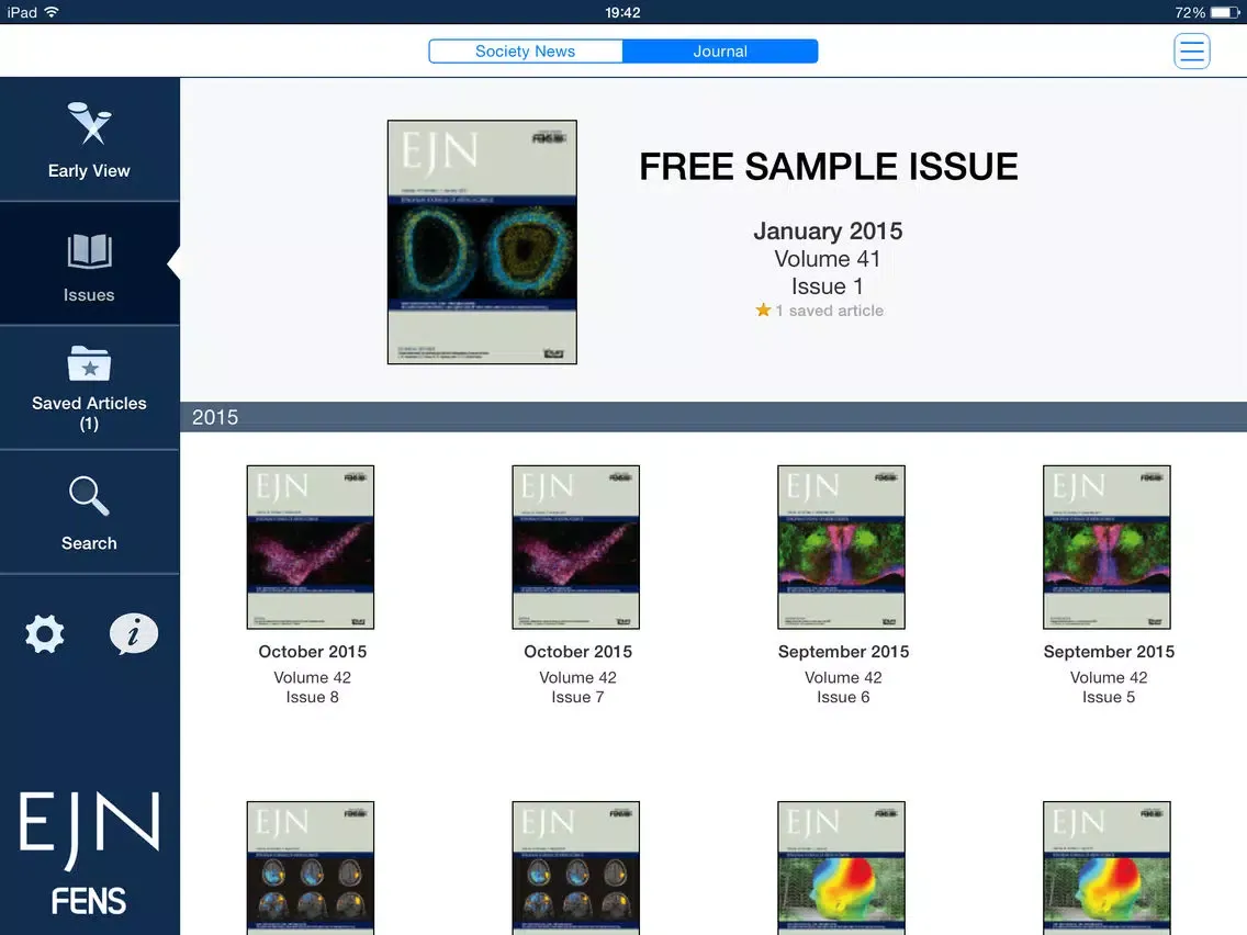 Zrzuty ekranu European Jnl of Neuroscience iPad 
