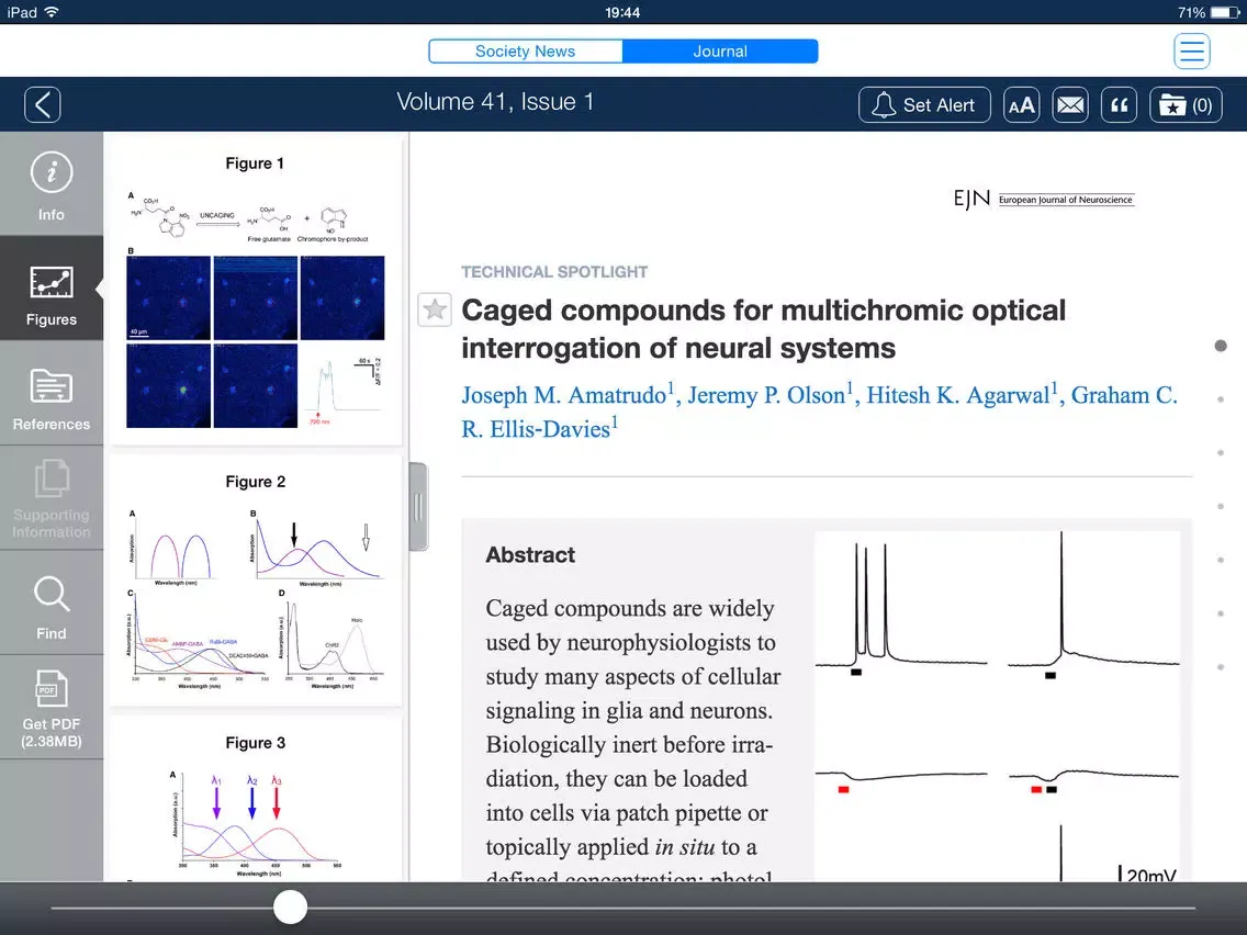 Zrzuty ekranu European Jnl of Neuroscience iPad 
