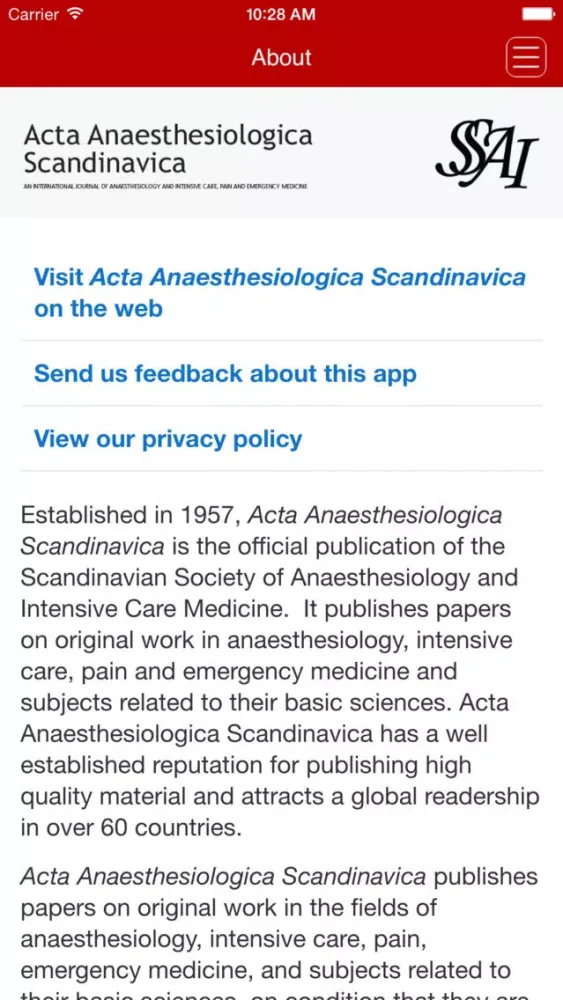Acta Anaesth Scandinavica スクリーンショット