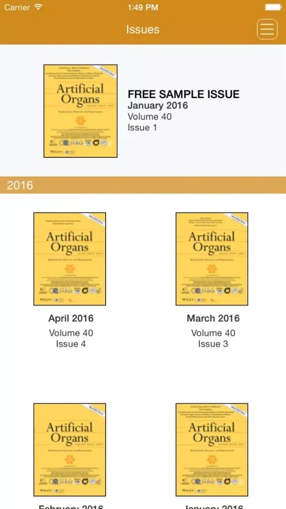Tangkapan skrin Artificial Organs