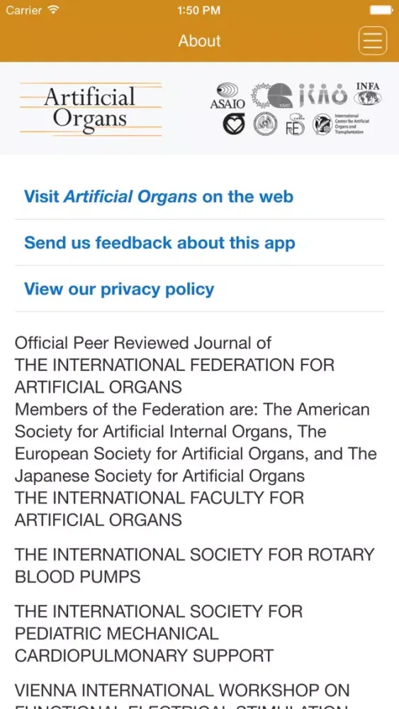 Tangkapan skrin Artificial Organs