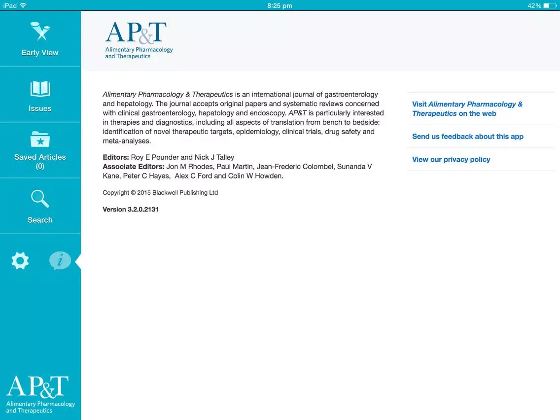 Alimentary Pharmacology & Therapeutics iPad  スクリーンショット
