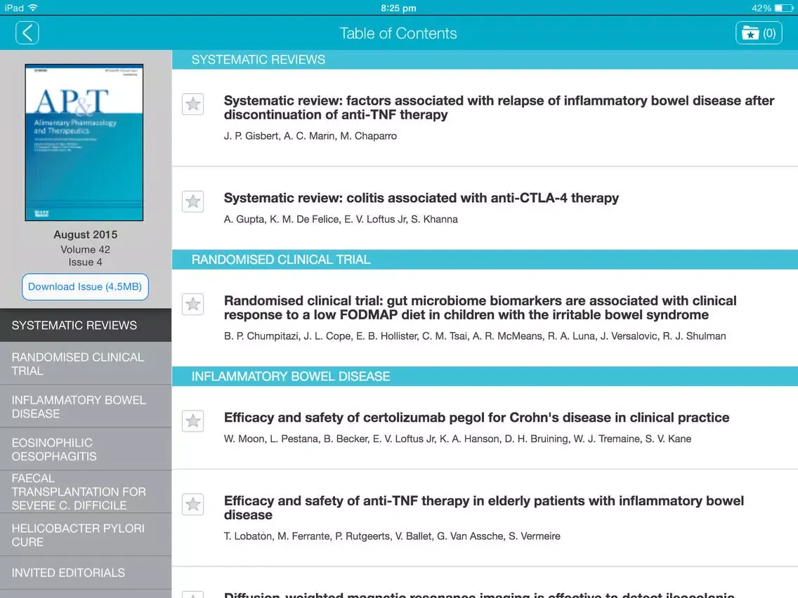 Alimentary Pharmacology & Therapeutics iPad  スクリーンショット