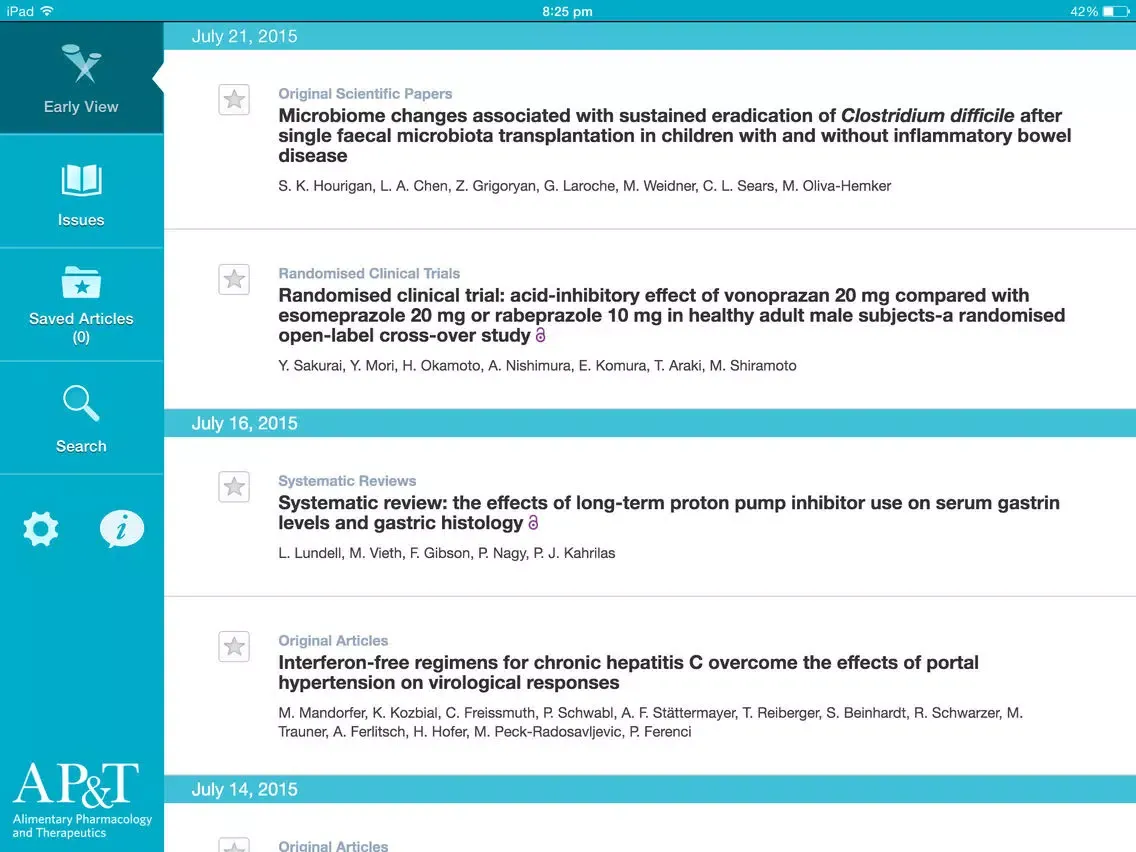Alimentary Pharmacology & Therapeutics iPad  スクリーンショット
