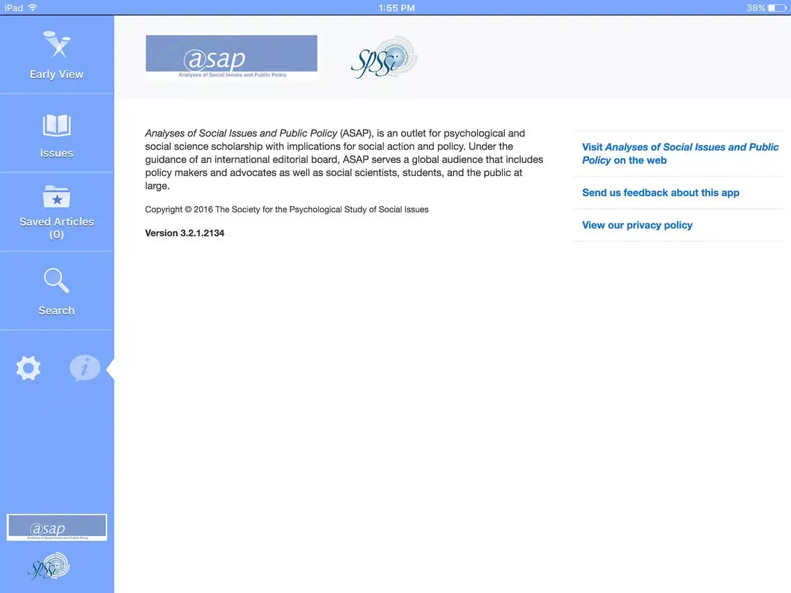 Tangkapan skrin Analyses of Social Issues and Public Policy iPad 