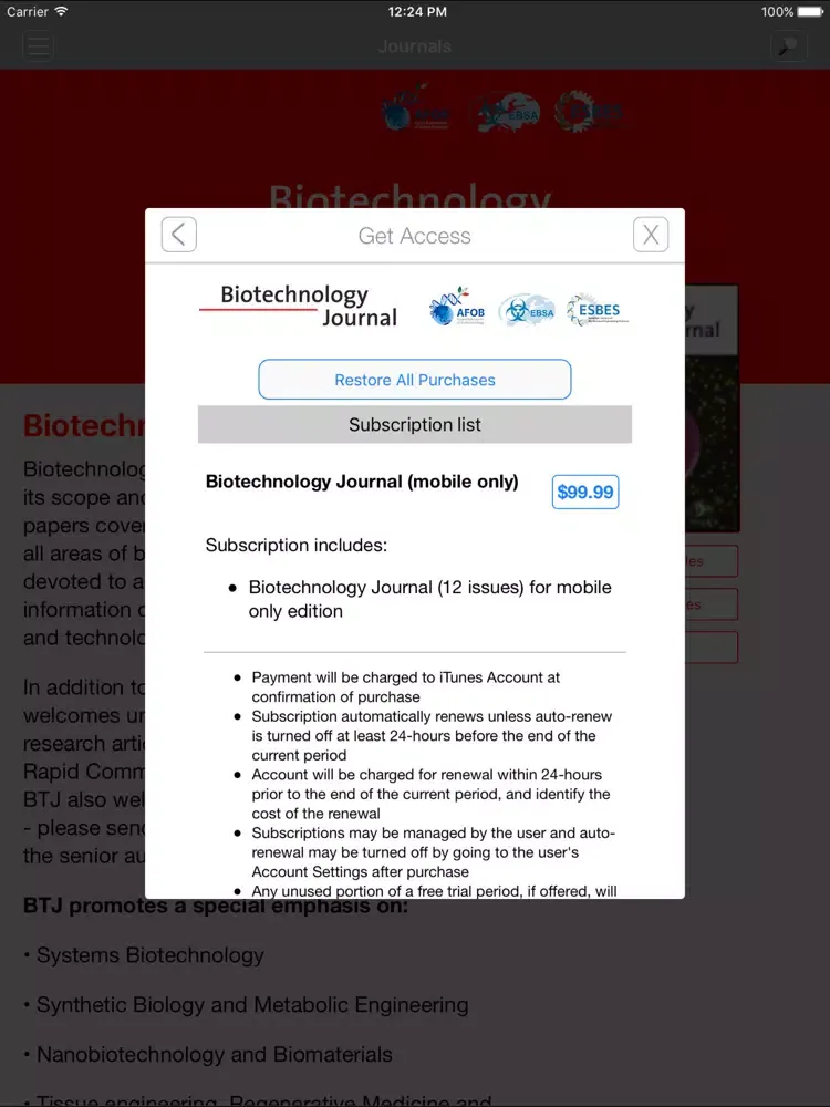 Zrzuty ekranu Biotechnology Journal iPad 