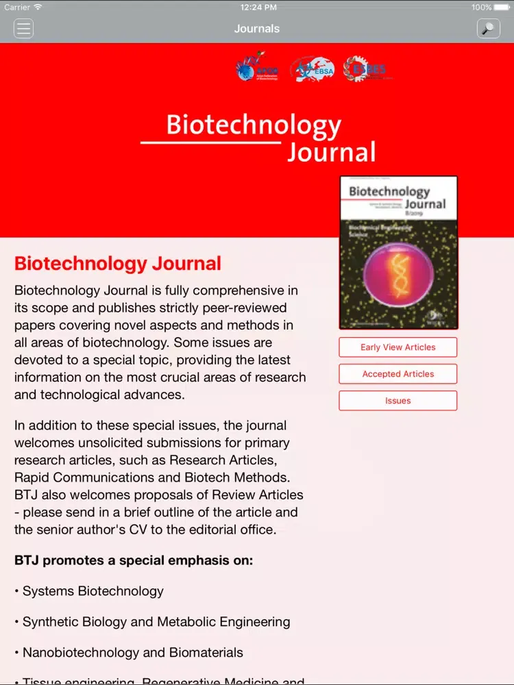 Zrzuty ekranu Biotechnology Journal iPad 