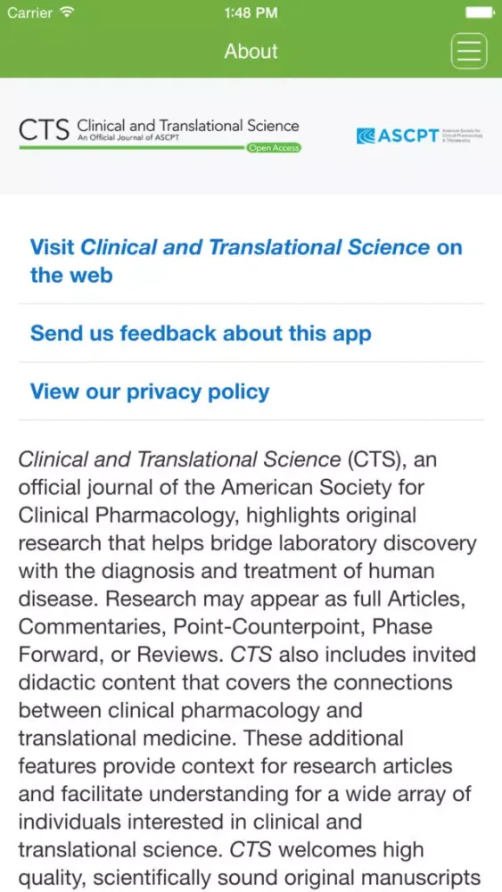 Clinical and Translational Science سکرین شاٹس