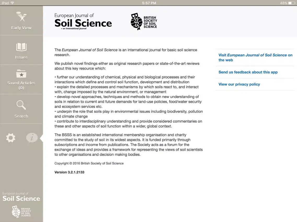 European Journal of Soil Science iPad  Ekran Görüntüleri