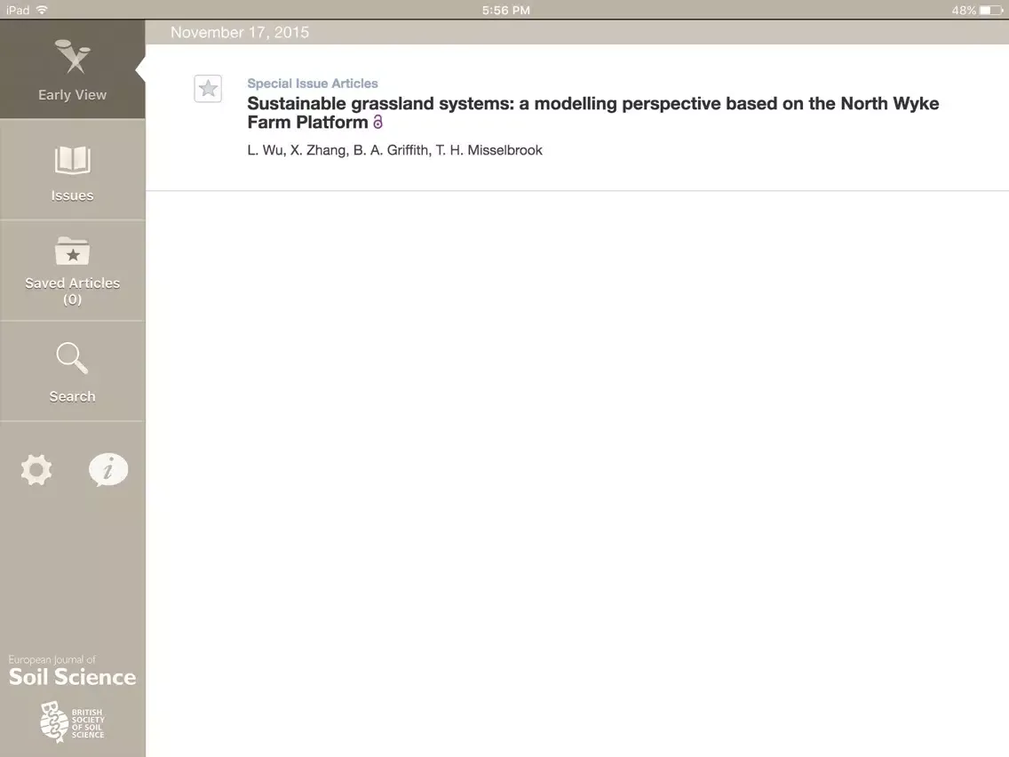 European Journal of Soil Science iPad  Ekran Görüntüleri