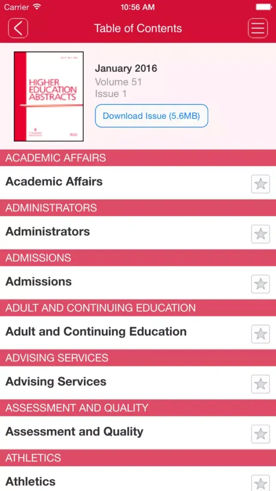 Higher Education Abstracts Screenshots