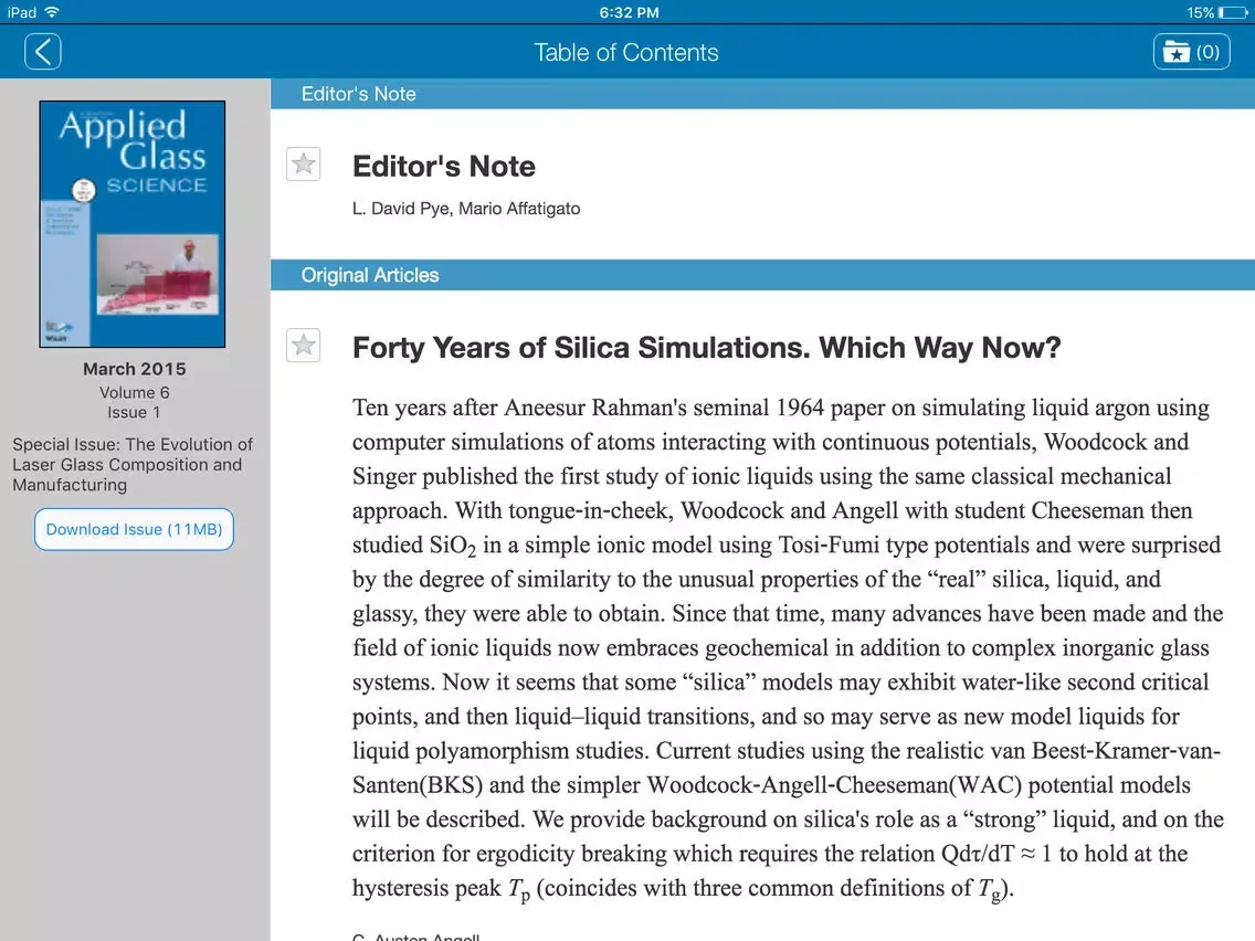 International Journal of Applied Glass Science iPad 應用截圖