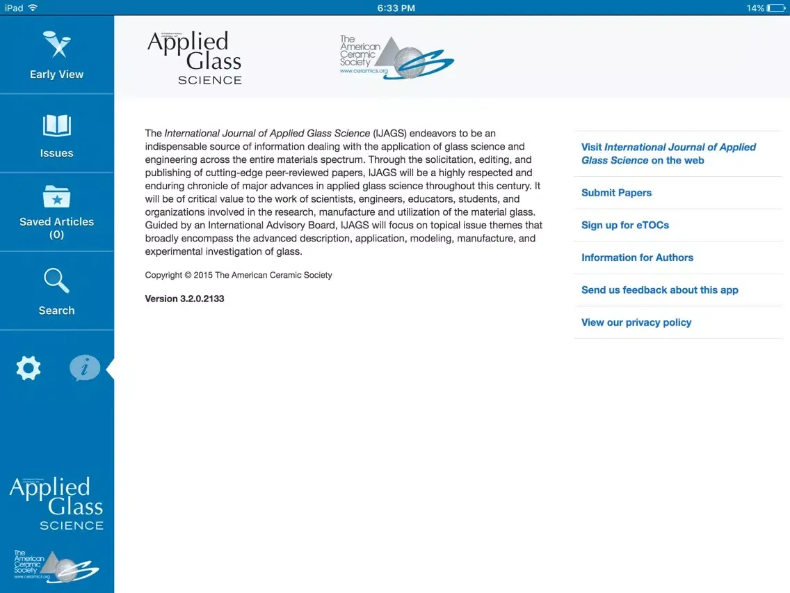 International Journal of Applied Glass Science iPad 應用截圖