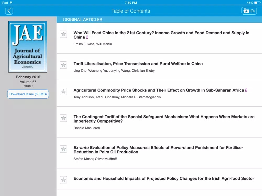 Journal of Agricultural Economics iPad  Ekran Görüntüleri