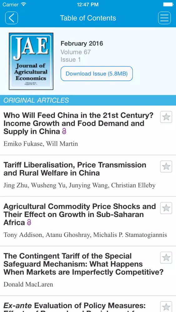 Journal of Agricultural Economics Ekran Görüntüleri
