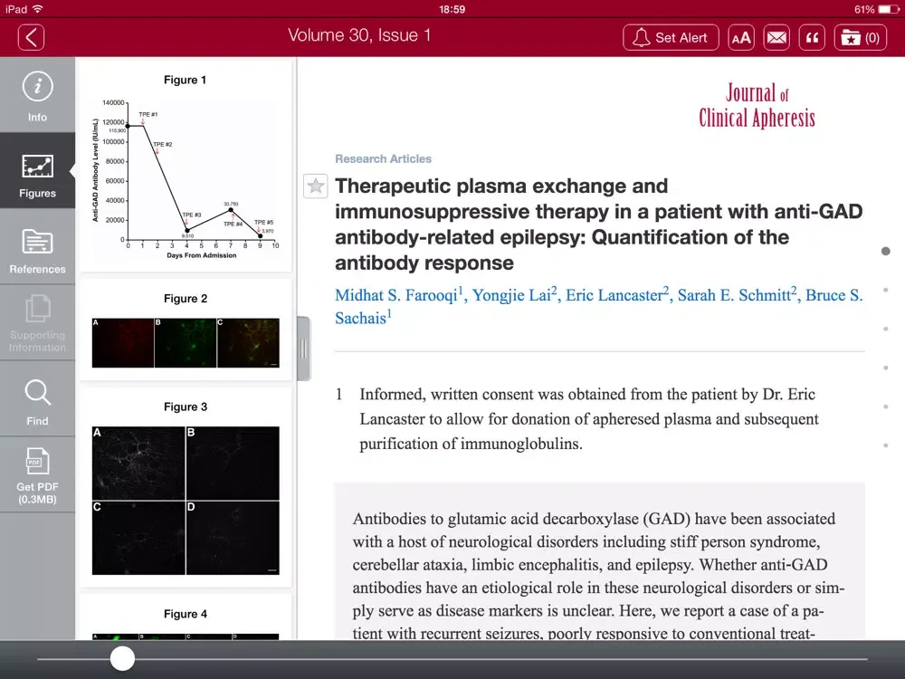 Screenshot di Journal of Clinical Apheresis iPad 