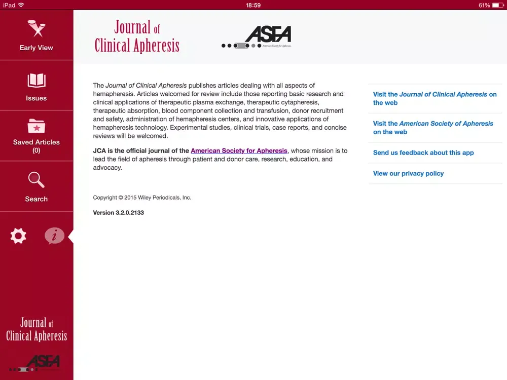 Screenshot di Journal of Clinical Apheresis iPad 