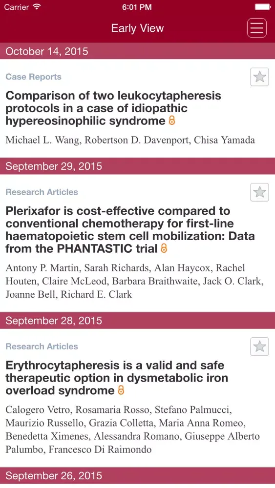 Screenshot di Journal of Clinical Apheresis